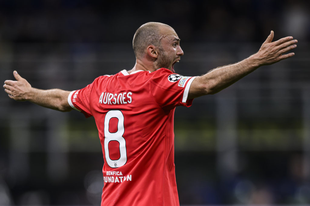 Fredrik Aursnes of SL Benfica reacts during the UEFA