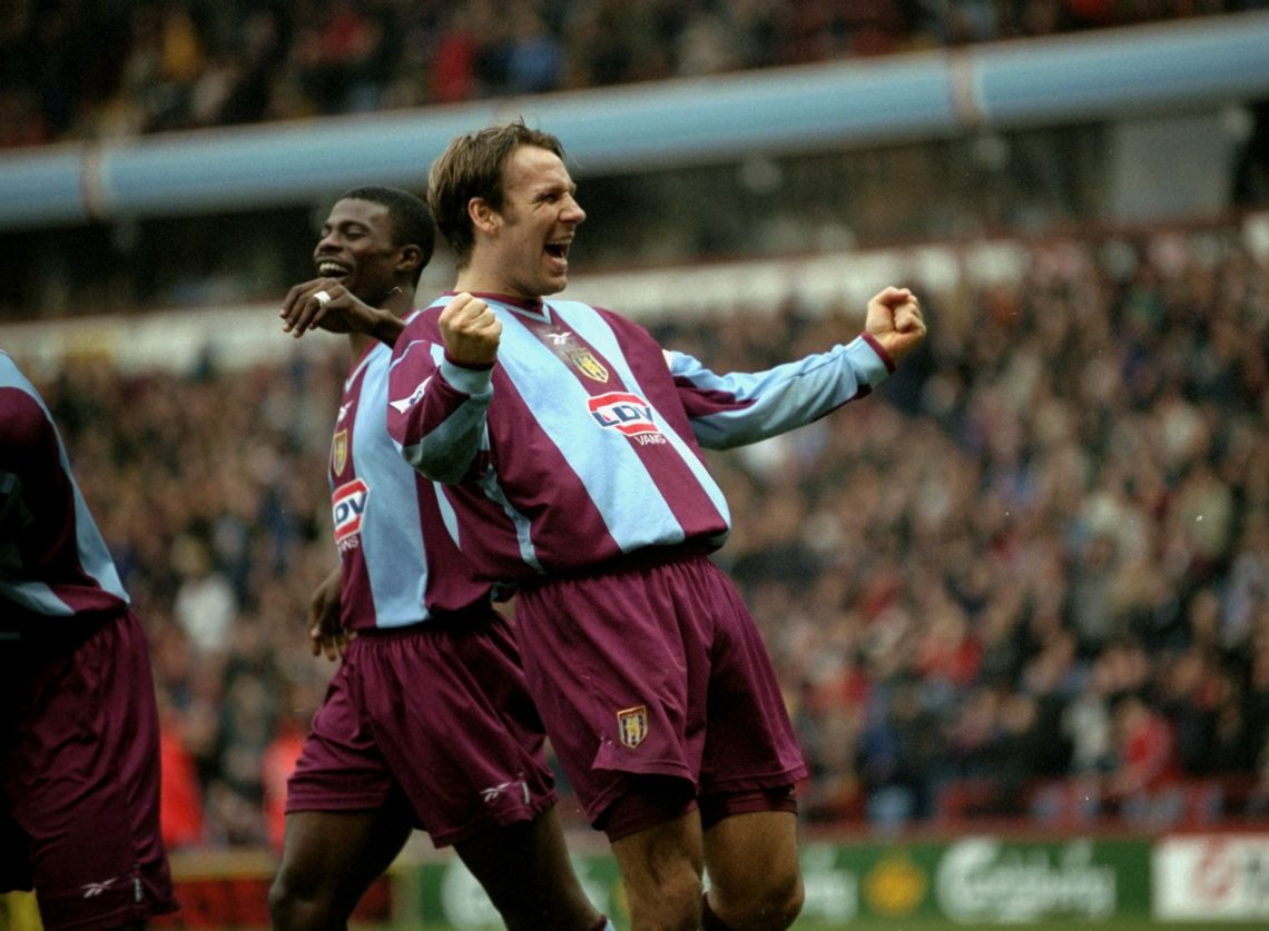 5 Feb 2000:  Paul Merson of Aston Villa celebrates during the FA Carling Premiership match against Watford played at Villa Park in Birmingham, Engl...