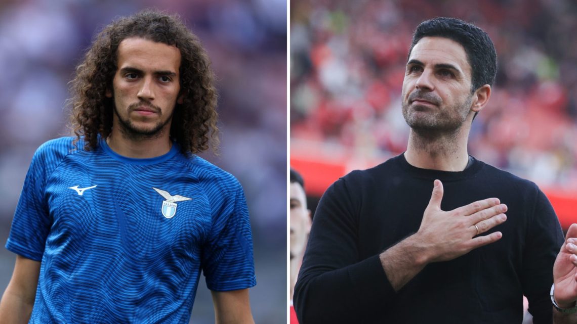 Image split into two. Left, Matteo Guendouzi of SS Lazio. Right, Mikel Arteta of Arsenal.