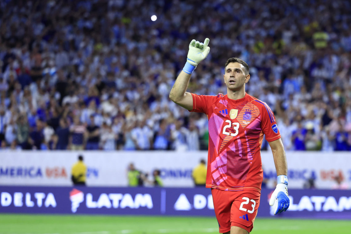 not in frame in the penalty shoot out during the CONMEBOL Copa America 2024 quarter-final match between Argentina and Ecuador at NRG Stadium on July 04, 2024 in Houston, Texas. (Photo by Buda Mendes/Getty Images