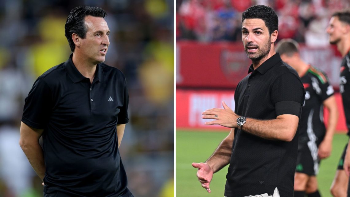 Split image of Unai Emery and Mikel Arteta.