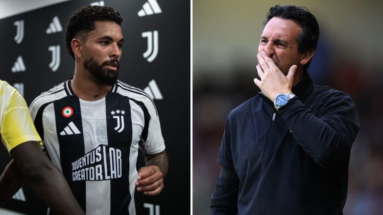 Split image of Douglas Luiz and Unai Emery.