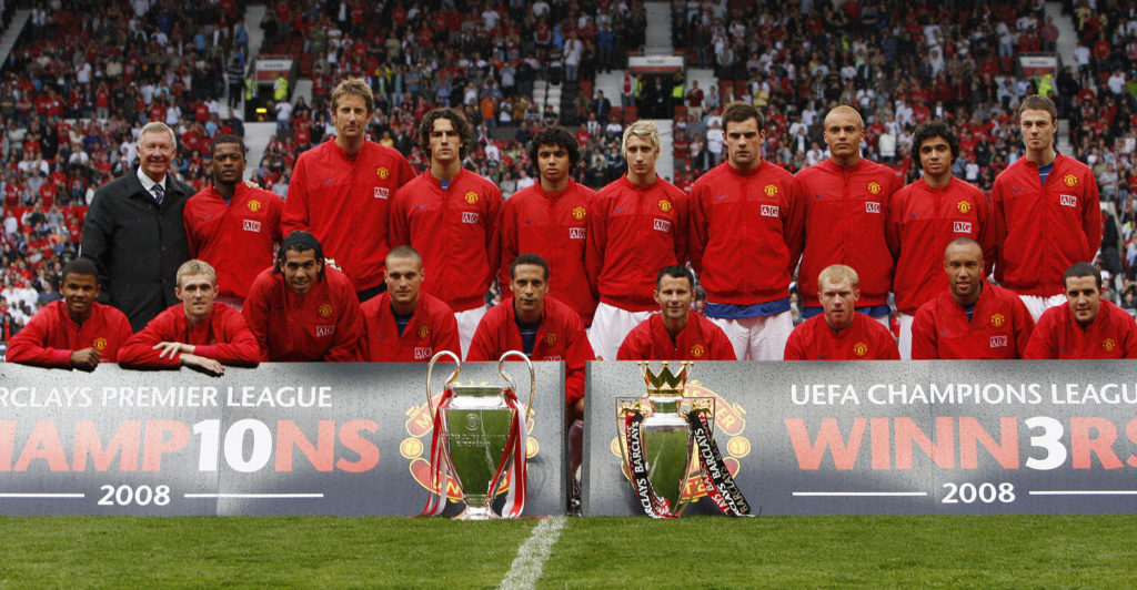 Manchester United players parade the Cha