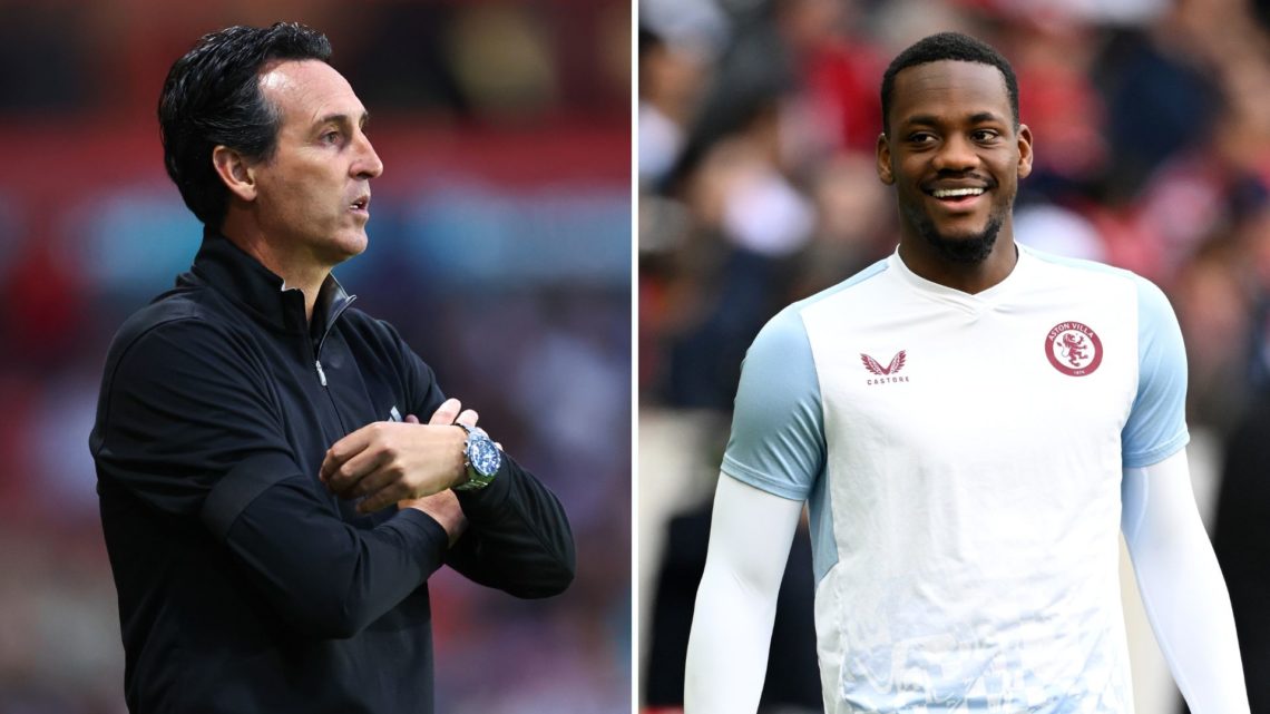 Split image of Unai Emery and Jhon Duran.