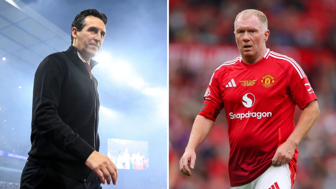Split image of Unai Emery and Paul Scholes.