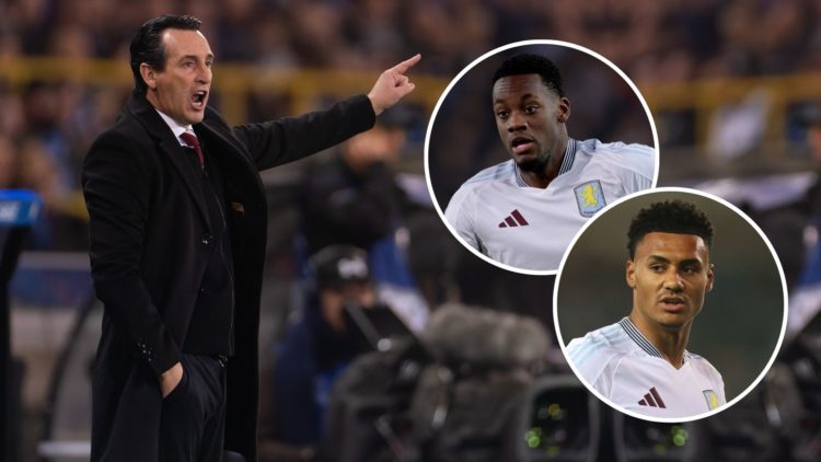 Coach Unai Emery of Aston Villa FC coaches his players during the UEFA Champions League 2024/25 League Phase MD4 match between Club Brugge KV and A...