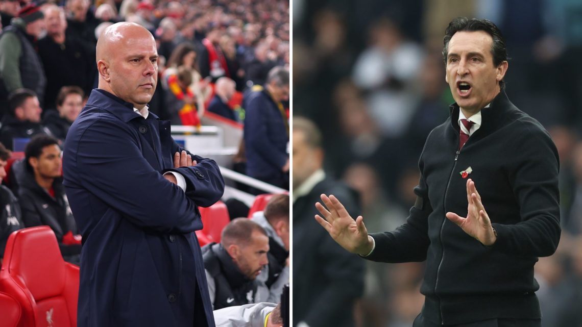 Split image of Arne Slot and Unai Emery.