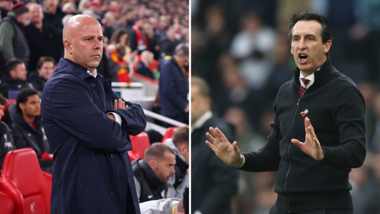Split image of Arne Slot and Unai Emery.