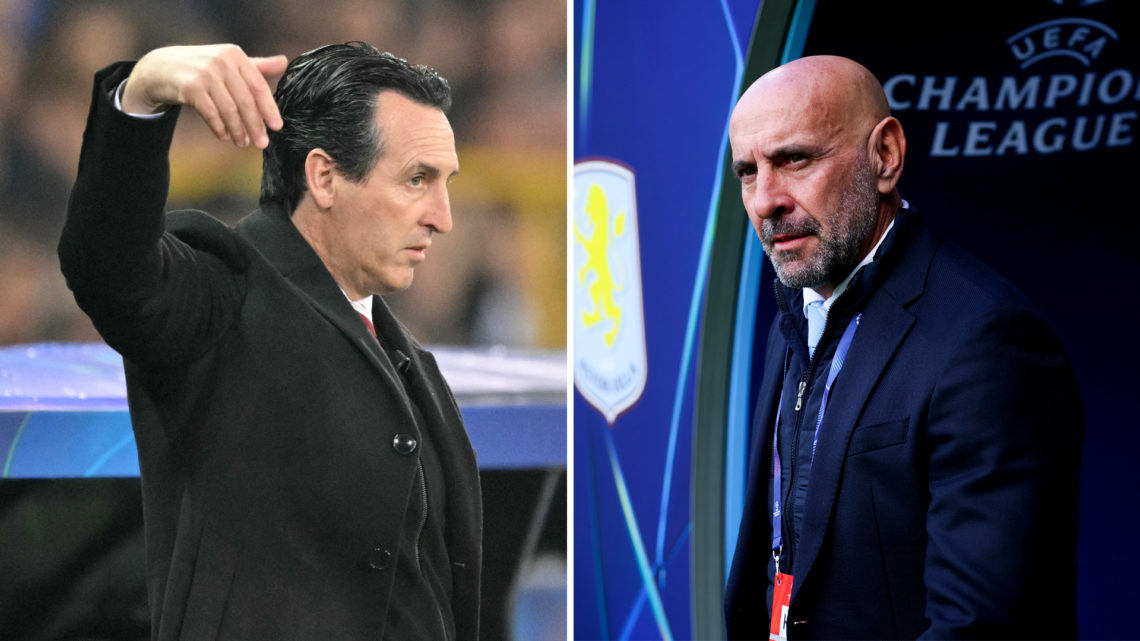 Split image of Unai Emery and Monchi.