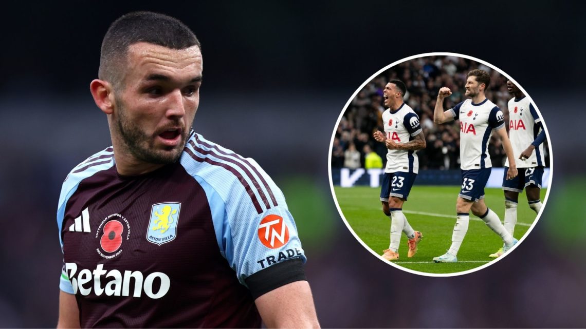 John McGinn of Aston Villa looks on during the Premier League match between Tottenham Hotspur FC and Aston Villa FC at Tottenham Hotspur Stadium on...